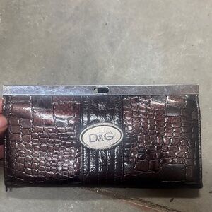 D&G Brown Crocodile Embossed Clutch
